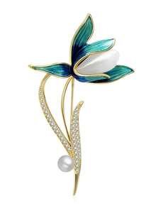 1pc Exquisite Elegant Magnolia Flower Brooch, High-End Elegant Anti-Exposure Fixing Pin, Versatile Clothing Accessory - Magnolia Flower Brooch - View 6