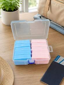 1pc Clear Makeup Storage Box For Earrings, Rings, Beads, Crafts, Lipstick, Jewelry, Travel Pill Box, Cotton Swabs, Dental Floss, Multi-Functional DIY Craft Accessories Organizer - Multicolor - View 9