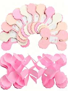 4/8pcs Clover Honeycomb Paper Garland With Tassels, Blush Pink And White Macaron Color Tissue Paper, Ceiling Hanging Decoration, Suitable For Birthday, Wedding, Bridal Shower, Dessert Table Backdrop Decor - Four-leaf Clover Ribbon - View 3