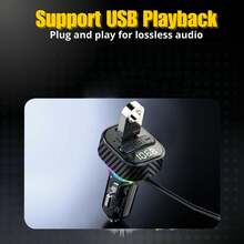 藍牙汽車適配器，附 Type-C 充電線 PD 30W 車充與 USB 接口，車用 BT 5.3 FM 發射器，無線 FM 收音機發射器，支援 MP3 播放、免持通話、LED 背光、U 盤 - C52 - 查看 3