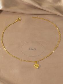 1 buah Kalung Liontin Hati Rantai Gelombang Air Berlapis Emas Tembaga Bergaya Minimalis yang Indah dan Serbaguna, Hadiah Perhiasan Harian yang Sempurna untuk Wanita - Yellow Gold - View 3