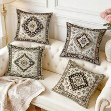 4 pièces Taies d'oreiller/housses de coussin imprimées sur un seul côté avec motif de tapis persan géométrique bohème, taies d'oreiller décoratives pour ambiance multi-scènes convenant au salon, canapé, chambre à coucher, insert d'oreiller non inclus - Multicolore - Voir 10