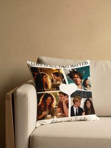 1pc Customized Photo Double-Sided Printed Pillowcase, Holiday Customized Image Pillowcase, DIY Photo Pillowcase, Gift For Family, Friends And Yourself - Dark Grey - View 3