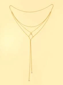 1pc Mesh Y-Shaped Draped Back Chain, Rhinestone Pendant Multi-Strand Minimalist Backless Body Chain, Delicate Layered Backless Evening Dress Accessory For Women, Bride, Beach, Vacation - Rhinestone - View 9