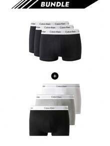 Calvin Klein [حزمة] 3 عبوات بوكسر حديثة + 3 عبوات بوكسر رجالي - أبيض وأسود + رمادي / أبيض / أسود - مشاهدة 1