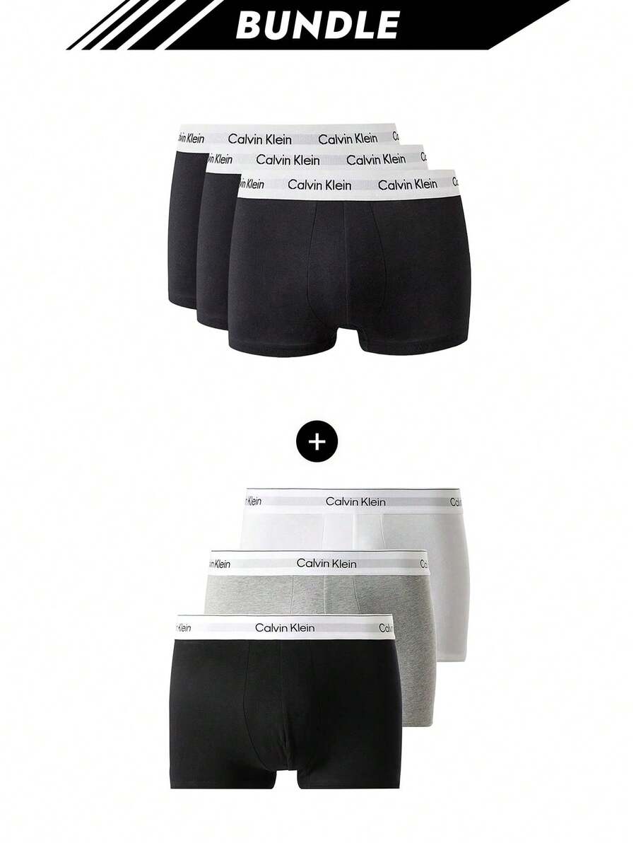 Calvin Klein [حزمة] 3 عبوات بوكسر حديثة + 3 عبوات بوكسر رجالي - أبيض وأسود + رمادي / أبيض / أسود - مشاهدة 1