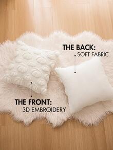 Homemorelove 1/2pcs Autumn Home Decor Throw Pillow Covers, 3D Large & Small Pumpkin Pattern Embroidered Plush Pillowcases, Polyester, Hidden Zipper, Pillow Insert Not Included, Suitable For Living Room, Bedroom, Sofa, Thanksgiving, Halloween Atmosphere Decoration - Milky White - View 5