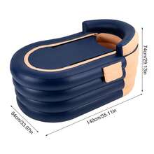 Orange Blue PVC Foldable Inflatable Bathtub, 33.07*55.11*29.13" Load Spa Pool, Adult Portable Bath Tub, 220Lbs Load Bath Pool With Air Pump For Home Bathroom Outdoor - Orange+Blue - View 10