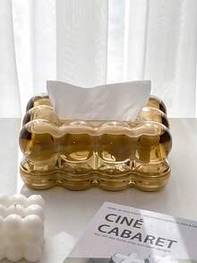1pc High-End Cute Spherical Plastic Tissue Box, Living Room Use, Luxury Coffee Table Decor, Home Tissue Decorative Box, Household Supplies, Desktop Decoration, Home Storage And Organization, Room Decor - Multicolor - View 4