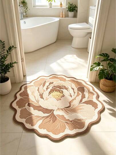 1pc Floral Pattern Design Bathroom Mat, Bathroom Rug, Door Mat, Small Rug, Carpet, Floor Mat, Home Decor, Area Rug, Outdoor Mat, Home Decor, Area Carpet, Bedroom Rug, Washable Carpet