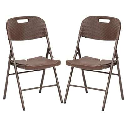 BREEZEE Set de 2 Sillas Plegables Estilo Rattan, Diseño Portatil, Ideal en Interior y Exterior, Silla para Jardín, Oficina, Camping o Playa, Material de Alta Calidad