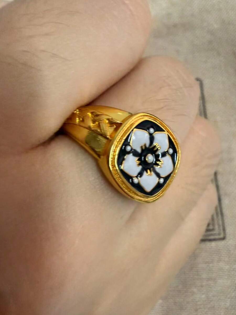 1pc Niche Fashion Minimalist Micro-Inlaid Zirconia Double Layer Purple Water Drop Open Ring Full Rhinestone Letter Open Ring Personalized Luxury Versatile Design Ring - Gardenia Ring - View 1