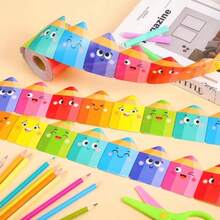 1 Roll 10.0m Vibrant Colorful Pencil Style Bulletin Board Border, Lively Expression Design Self-Adhesive Paper, Suitable For Classroom, Office And Home Multi-Functional Self-Adhesive Decoration, Fun Decorative Supplies - Multicolor - View 7