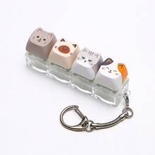 1pc DIY Keyboard Keycap Keychain Accessory, Creative Keycap Pendant Charm, Cute Cat Portable Decorative Key Ring, Suitable For Backpack And Handbag Decoration - Multicolor - View 18