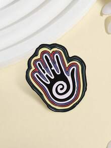 1pc Mystical Spiral Hand Enamel Pin,Vintage Layered Colorful Hand And Spiral Symbol Badge, Fashion Accessory, Gift For Mystic Lovers - Multicolor - View 6