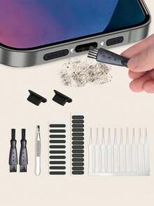 Juego de 8 piezas de herramientas de limpieza, que incluye cepillo para puerto de carga, cepillo para auriculares, pegatina para eliminar el polvo, tapón antipolvo, adecuado para la limpieza de - Juego de 8 piezas - Ver 2