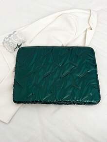 Bolsa de almacenamiento para portátil y tableta de unicolor con diseño floral minimalista de lujo, multi-tamaño, funda para computadora - Verde Oscuro - Ver 3