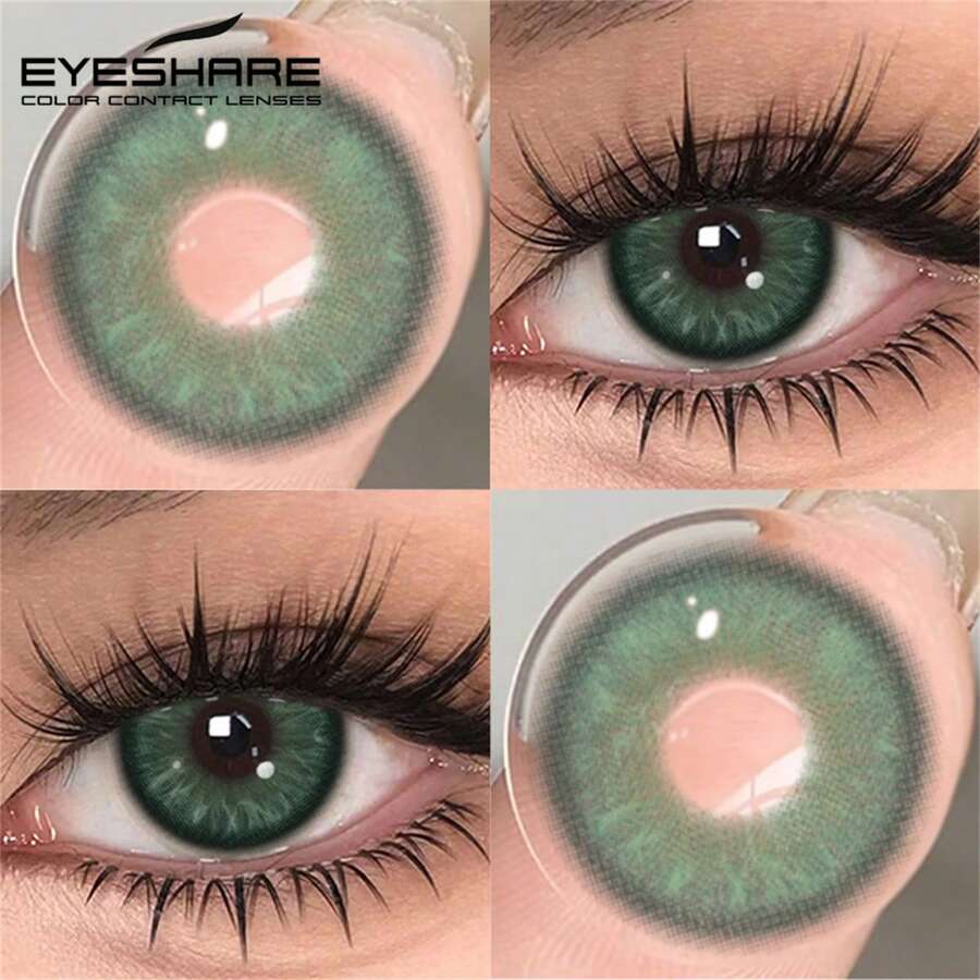 EYESHARE 2片裝新款棕色隱形眼鏡，高品質灰色隱形眼鏡，時尚藍色隱形眼鏡，適合日常配戴、約會與節日活動，綠色隱形眼鏡，婚禮情人節禮物，年戴，14.5mm