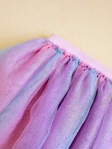 1pc Girls Sequin Skirt, Double Layer Tulle Skirt, Sweet And Cute, For Daily Wear - Multicolor - View 3