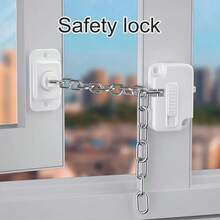 1pc Adjustable Window Security Lock - Self-Adhesive, No Drilling Installation, Durable Metal And Plastic Material, Suitable For Home Security, Ventilation And Privacy, Home Security Lock, Fashion Lock Design, Easy To Install Lock - White - View 2