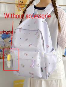 Cute Cat Print Backpack For Women, Large Capacity Student School Bag. Can Hold Textbooks, Insulated Cup, Folding Umbrella, Power Bank, Cosmetics. Suitable For Daily Classes, Library Study, Daily Commute, Moms Out With Kids, One Bag For All Occasions! No Accessories Included. - Multicolor - View 11
