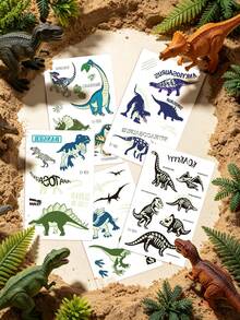 STARTTOOS 5 Sheets Glow-In-The-Dark Dinosaur Temporary Tattoo Stickers, 36 Designs, Waterproof Tyrannosaurus Pterosaur Velociraptor Triceratops Stegosaurus Design, Birthday Party Christmas Gift Event Holiday Party Set - Multicolor - View 6