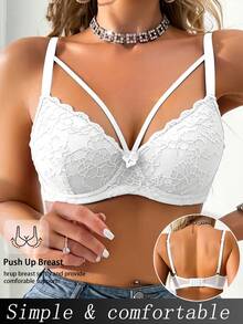 3pcs/Set Women's Underwire Bra, Lace Hollow Design, Suitable For Wearing Under Fashionable Formal Outfits - Multicolor - View 5