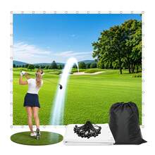 Golf Simulator Impact Screen, HD Projection Golf Hitting Screen With Grommets & Bungee Cords, Heavy Duty 300D Polyester Practice Screen With Storage Bag For Home Indoor & Outdoor Golf Training - 9.8 x 8.5 ft - View 8