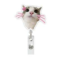 1pc Funny Abstract Acrylic Backpack Charm With Retractable Cat Keychain - Multicolor - View 19