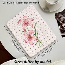 Pink Lily, Polka Dot And Other Pattern Painted Effect Tablet Protective Case With Stand, Compatible With Honor 8/9/10/X8/X8A/X9/X8Pro/X9Pro/ MatePad Se 11 Inch/MatePad 11 Inch/11.5 Inch/MatePad Pro/Apple 10th/11th Gen 2025 (A16)/ Galaxy Tab A7/A9 And Other Popular Models - Style 37 - View 3