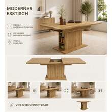 Extendable Dining Table / Modern, Minimalist Style Dining Table / With Storage Space / Dining Table/Café And Side Table / Multifunctional / Large Storage Space / Suitable For Dining Room And Living Room - 自然色 - 查看 9