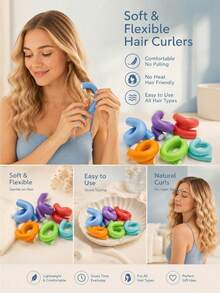 10pcs Slouchy Sleep Hair Styling Tools, Fix Hair Strands To Create Curly Hairstyles Without Damaging Hair, Can Be Used During Sleep, Essential For Daily Home Hair Styling, Bedtime Styling Use, 0.4*7 Inches (10pcs/Pack) - Multicolor - View 3