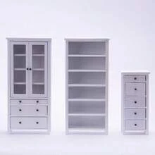 1件迷你家具 書架 抽屜櫃 落地櫃 多層收納櫃 娃娃屋迷你家具模型 1:10比例 迷你場景家具模型裝飾 - 3種實木櫃子 - 查看 13