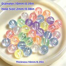 100顆 10mm 壓克力多色美人魚珠－幻彩圓形散珠，適用於DIY手鍊、項鍊與鑰匙圈珠寶製作，激發手工設計靈感 - 彩色 - 查看 4