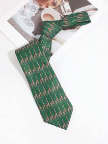 1PC Men's Casual Dog/Giraffe Pattern Hand-Tied Tie, Suitable For Business Daily Commute Matching - Multicolor - View 8
