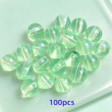 100顆 10mm 壓克力多色美人魚珠－幻彩圓形散珠，適用於DIY手鍊、項鍊與鑰匙圈珠寶製作，激發手工設計靈感 - 彩色 - 查看 10