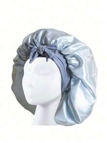 1pc Bow Satin Sleep Cap, Adjustable Long Ribbon Anti-Frizz Hair Wrap, Oversized Ruffle Silky Hair Bonnet, Multi-Color Options, Suitable For Sleep, Skincare, Curly Hair Care, Women's Daily Hair Care, All-Season Style - Multicolor - View 5