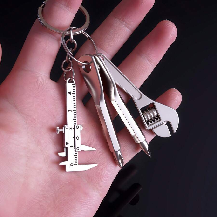 Mini Calibrador Vernier de Bolsillo y Juego de Herramientas de Reparación con Destornillador - Juego de Herramientas de Medición - Para Herramientas de Reparación del Hogar - Herramienta Ideal para el Proceso de Fabricación - Herramienta Mini Práctica Perfecta para Llevar en una Mochila - Juego de miniherramientas cuatro en uno - Juego de calibradores Vernier - Ver 1