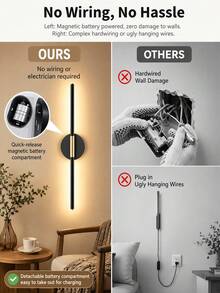 50/63/71cm High-End Magnetic Strip Wall Light, Remote Control Dimmable & Color Temperature Adjustable, Type-C Rechargeable No-Drill Wireless Wall Lamp, Gold Modern Linear Wall Light, Suitable For Bedroom, Living Room, Study, Staircase Decoration - Multicolor - View 8