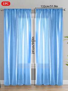 1PC Rod Pocket Design Partition Curtain, Solid Color Smooth Semi-Sheer Window Curtain, Suitable For Living Room, Bedroom, Wedding, Party Backdrop And Other Decorative Curtains - Multicolor - View 13