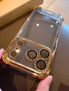 2件組 [金色 + 銀色] 高級奢華電鍍手機殼，適用於 iPhone 17 Pro Max/17 Pro/17/16 Pro Max/16/16 Pro/16 Plus/15/15 Pro Max/15 Pro/15 Plus/11/12/13/14 Pro Max/11 Pro/11 Pro Max/12 Pro/12 Pro Max/13 Pro/13 Pro Max/7 Plus/14 Pro/14 Pro Max/14 Plus，軟殼四角加厚全包防摔保護套 - 兩個套裝[金色+銀色] - 查看 5