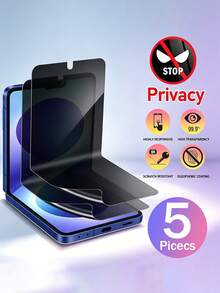 5pcs Hydrogel Privacy Screen Protector, Compatible With Samsung Galaxy Z Flip 8/7/SE/Z Flip 6/Z Flip 5/Z Flip 4/Z Flip 3, Anti-Peeping Soft TPU Screen Protector (Non-Tempered Glass) (Supports Face Unlock) - 5 Pieces - View 13