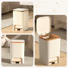 Luxury Quiet Dual-Lid Step Trash Can, Sealed Odor-Proof Lidded Garbage Bin, Stylish Upright Waste Basket, Suitable For Bathroom, Kitchen, Bedroom Indoor Home Waste Storage And Organization - Multicolor - View 12