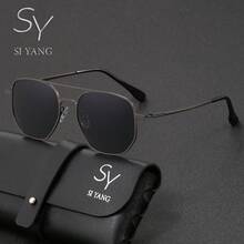 SY SI YANG 品牌 1 副中性雙梁方框偏光眼鏡，細金屬框防眩光鏡片，適合海灘、旅行、街拍、商務出差、開車防曬，附眼鏡盒與清潔布 - A - 查看 12