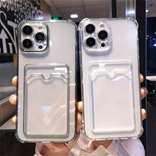 Einfache transparente Handyhülle mit Kartenfach für iPhone - kann Geldbörse/Ausweis/Bankkarte/Kartenhalter aufnehmen, fotofreundlich, geeignet für iPhone 7/8/11/12/13/14/15/16/X/XS/XR/Plus/Pro/Pro Max/SE/Mini-Serie. - Transparent - Übersicht 4