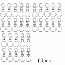 20/40/60/100 piezas Anillos para llaveros con llaveros, clips para portallaves con anillos, para manualidades de joyería con cordón (10/20/30/50 piezas Ganchos de langosta de metal + 10/20/30/50 piezas Anillos partidos para llaves) - Plateado - Ver 7