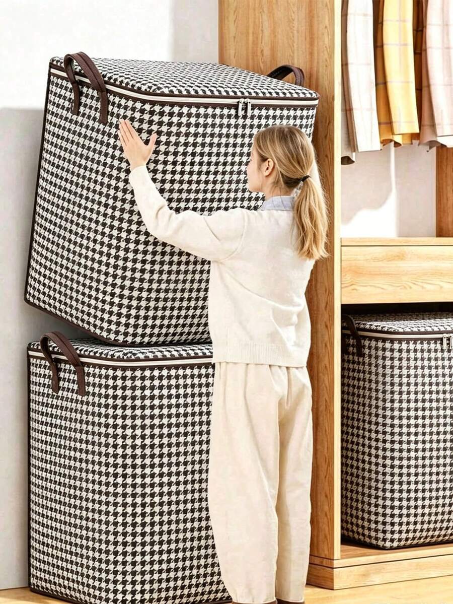 1Pc Space Saving Clothes Storage Bag, Organizer For Clothing Quilts Bedding Linens, Suitable For Closet Storage & Travel Packing, Portable Travel Organizer, Ideal For Travel & Back To School Season Storage Wardrobe Organiser Storage Boxes,Bedroom Room Decor,Back To School - View 1