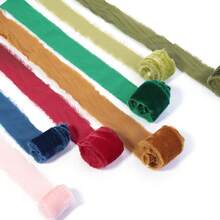 1 Roll Polyester Handmade Hand-Torn Frayed Edge Velvet Ribbon DIY Hair Accessories Bows Wedding Bouquet Gift Packaging Christmas Halloween New Year Wedding Birthday Party Decoration Ribbon - Raw-edged Ribbon - View 5