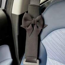 Solid Color Bowknot Ice Silk Seat Belt Shoulder Pad, Non-Slip Car Seat Belt Protector, Car Decoration Accessory - A - View 8