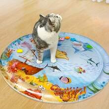 1 pièce Lit d'eau gonflable épais, grand et rond, en forme de requin durable, convient aux chats et aux chiens; Jouet de tapis d'eau exclusif pour animaux de compagnie; Jouet de jeu pour chat - Multicolore - Voir 12